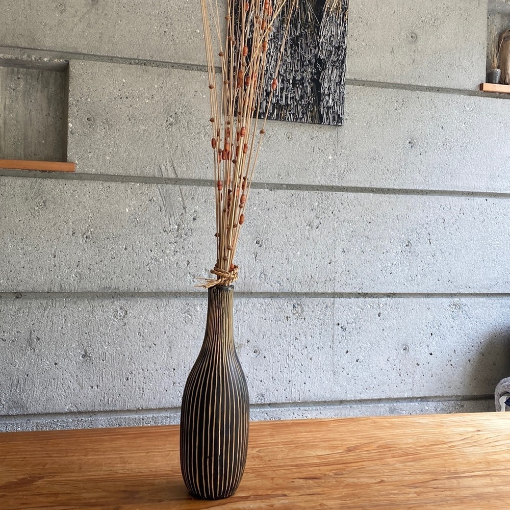 Vase with black and tan stripes